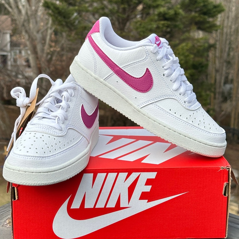 Nike Court Vision Low Womens 7 Youth 5.5Y White Sustainable Casual Sneaker NEW